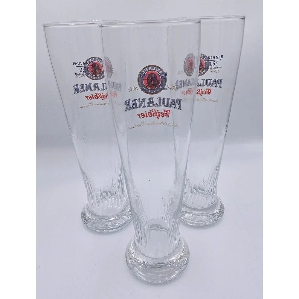 Authentic Paulaner Munchen Weissbier Beer Glasses 0.5L Made in Germany Set of 6